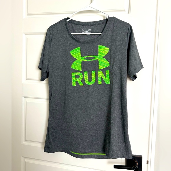Under Armour Semi Fitted Gray Logo top Size Large - Picture 1 of 4